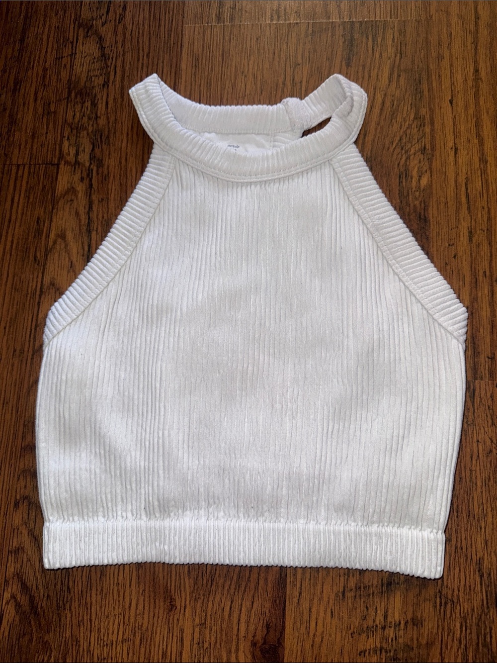 White Ribbed Halter Crop Top 29.1.B14